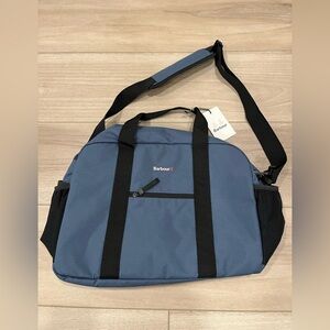 Barbour Arwin Canvas Holdall Duffel Bag Blue Laptop Weekender NEW